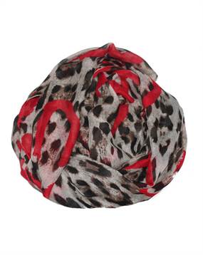 Store tørklæder i leopard design med røde hjerter